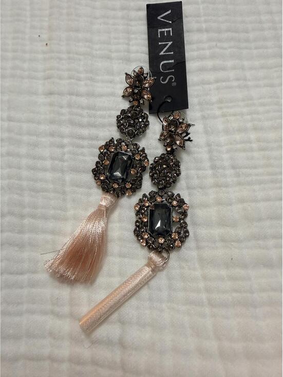 Venus Jewelry - VENUS Statement Rhinestone Dangle Earrings with Tassels